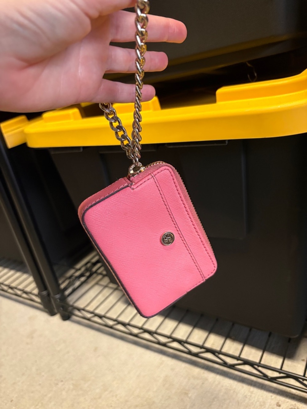 Michael Kors Pink Card Holder with Chain and ID Window